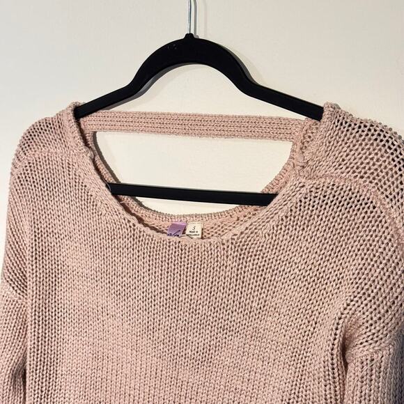 Francesca's Boho Knit Sweater - Open Back, Bell Sleeves, Striped Cuffs - Sm - Picture 2 of 6